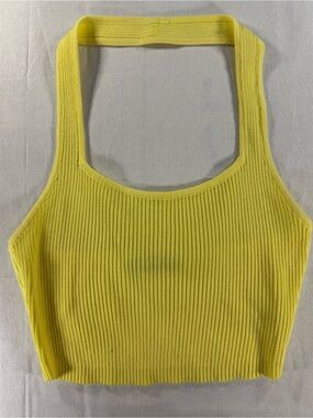 Yellow Ribbed Tank Crop Top - Women size 4